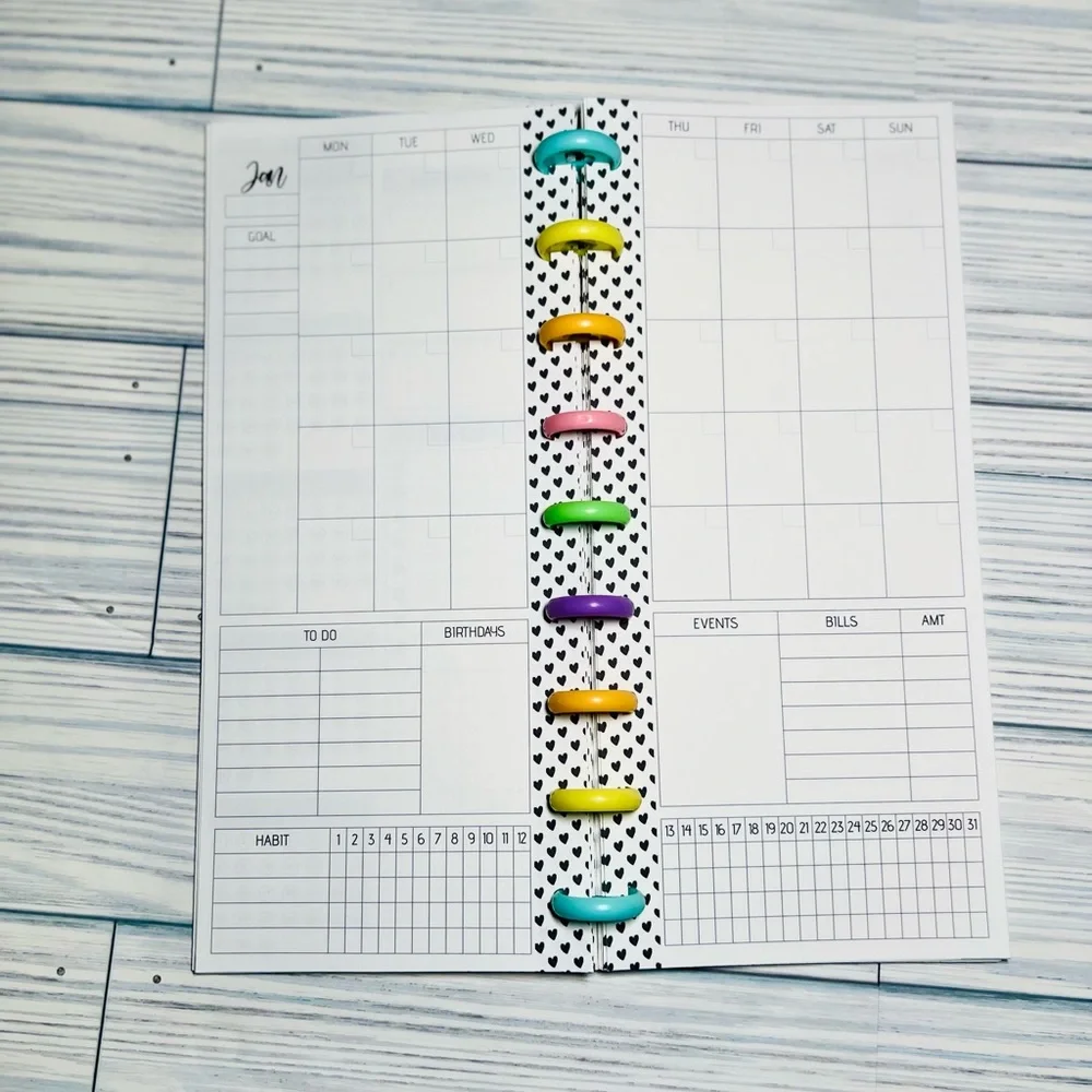 Skinny classic Happy Planner Inserts monthly Layout